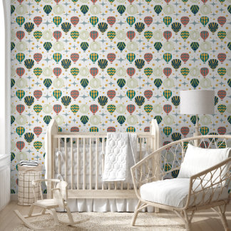 Mid Century Hot Air Balloon Nursery Wallpaper