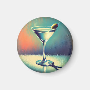 Mid Century I Love The Blues Martini Art Magnet
