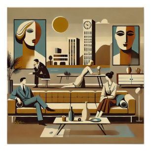 Mid Century Interior Design Art Lounge Poster