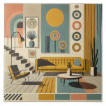 Mid Century Interior Design Desert Livingroom Tile<br><div class="desc">Welcome to my Mid Century Fantasy World! Designs in this store are born of growing up in a Mid Century home complete with Martini loving parents.  Break out the cocktails.  Merging fact with fantasy within Mid Century Modern,  Jazz,  Retro Futuristic,  Atomic and Space Age Designs.</div>
