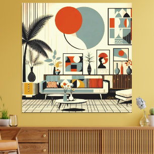 Mid Century Interior Design Eclipse Livingroom Canvas Print