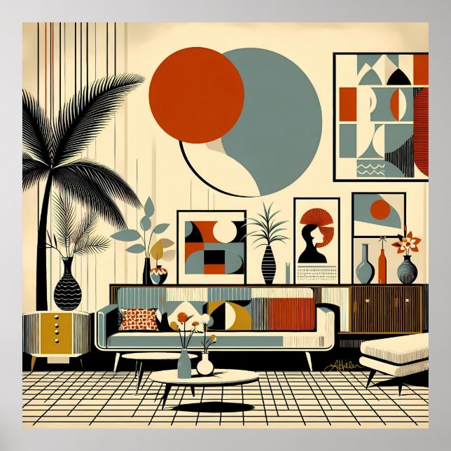 Mid Century Interior Design Eclipse Livingroom Poster (Front)