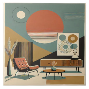 Mid Century Interior Design Sunrise Livingroom Tile