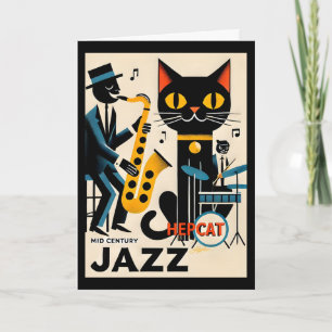 Mid Century Jazz Age HepCat Black Cat Card
