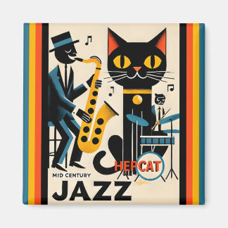 Mid Century Jazz Age HepCat Black Cat Magnet