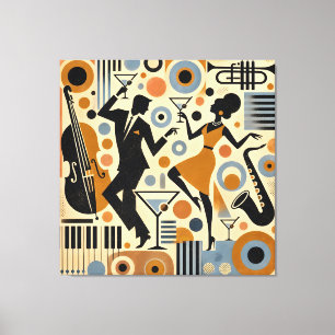 Mid Century Jazz Age Minimalist Art Martini Dance Canvas Print