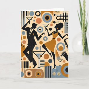 Mid Century Jazz Age Minimalist Art Martini Dance Card