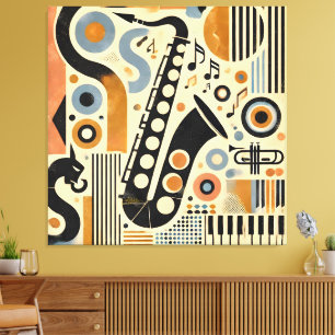 Mid Century Jazz Age Minimalist Art Saxophone Canvas Print