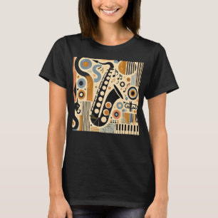 Mid Century Jazz Age Minimalist Art Saxophone T-Shirt