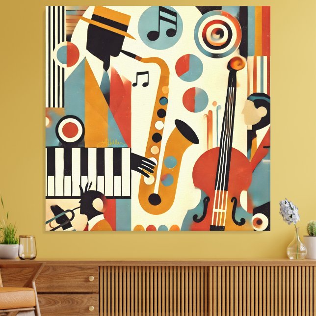 Mid Century Jazz Age Modern Minimalist Trio Canvas Print (Insitu(LivingRoom))