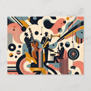 Mid Century Jazz Age Psychedelic Trio Postcard