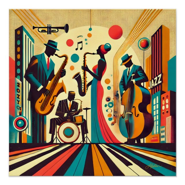 Mid Century Jazz Age Quartet Poster (Front)