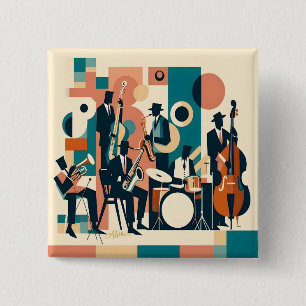 Mid Century Jazz Age Sextet 2 Inch Square Button