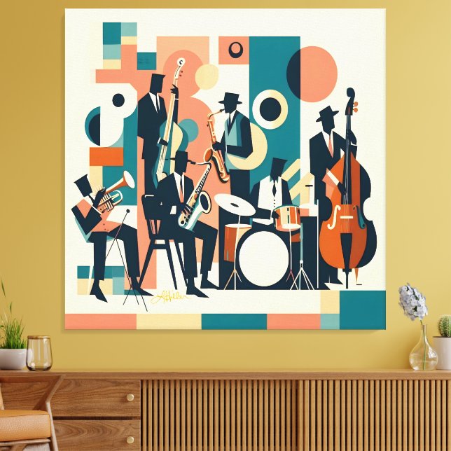 Mid Century Jazz Age Sextet Canvas Print (Insitu(LivingRoom))