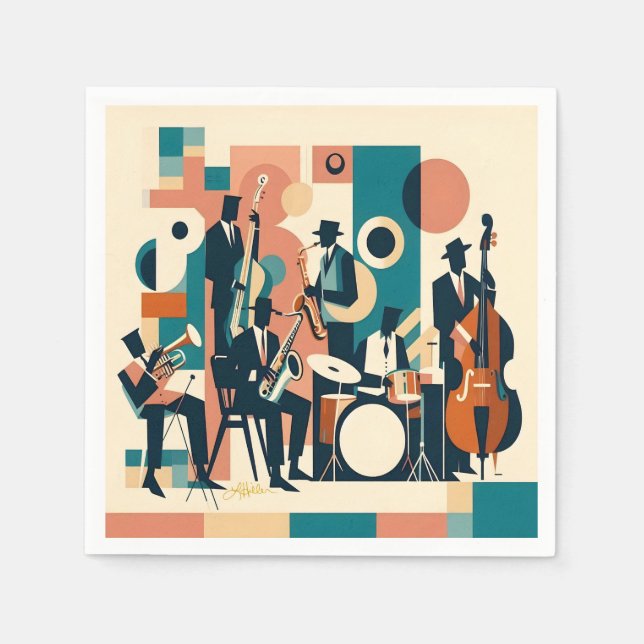 Mid Century Jazz Age Sextet Napkin (Front)
