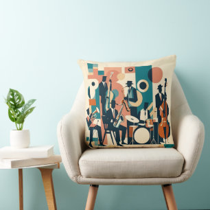 Mid Century Jazz Age Sextet Throw Pillow