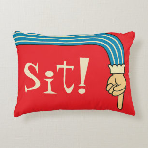 Mid- Century Jazzy Pointing Hand/Finger Manicule Accent Pillow