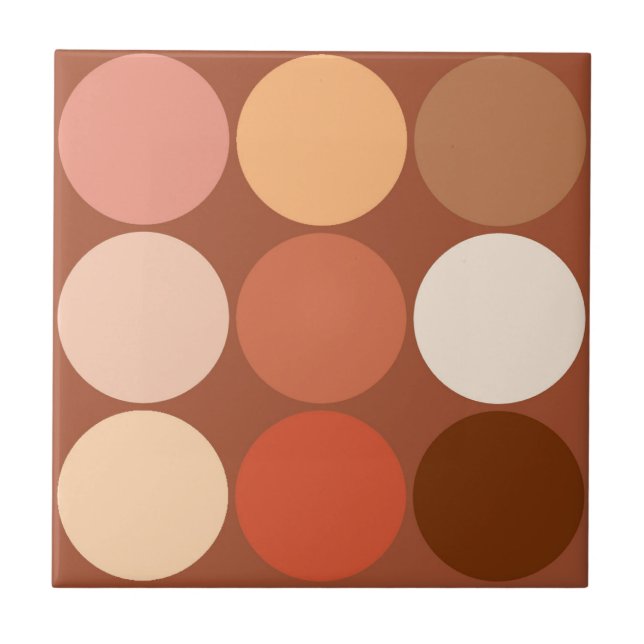 Mid-Century Large Dots, Chocolate Brown & Tan Tile (Front)