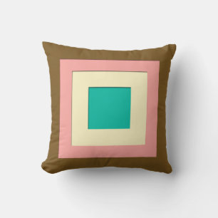 Mid-Century layered squares - brown & peach Throw Pillow