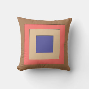 Mid-Century layered squares - cocoa and coral Throw Pillow