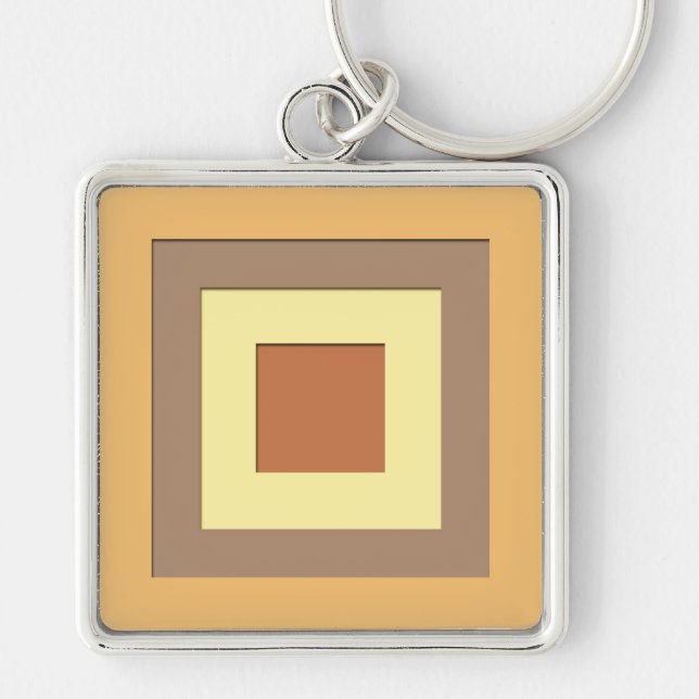 Mid-Century layered squares - Earth neutrals Keychain (Front)