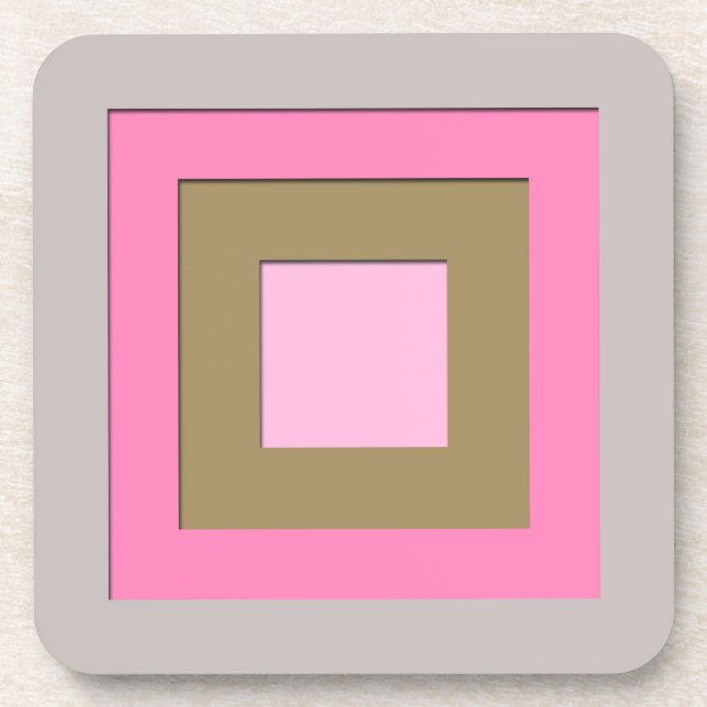 Mid-Century layered squares - grey / grey & pink Coaster (Front)