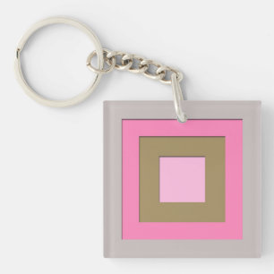 Mid-Century layered squares - grey / grey & pink Keychain