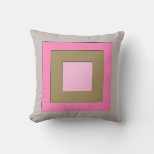 Mid-Century layered squares - grey / grey & pink Throw Pillow