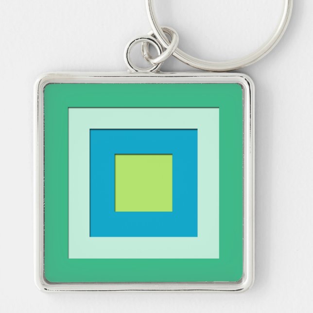 Mid-Century layered squares - jade green Keychain (Front)
