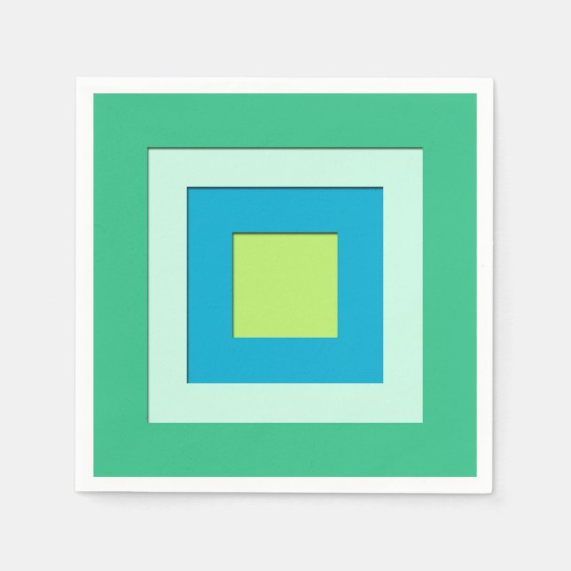 Mid-Century layered squares - jade green Napkin (Front)