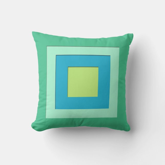 Mid-Century layered squares - jade green Throw Pillow (Front)