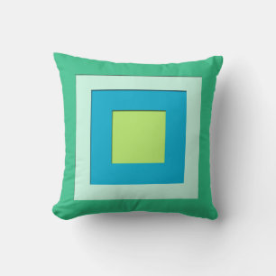 Mid-Century layered squares - jade green Throw Pillow
