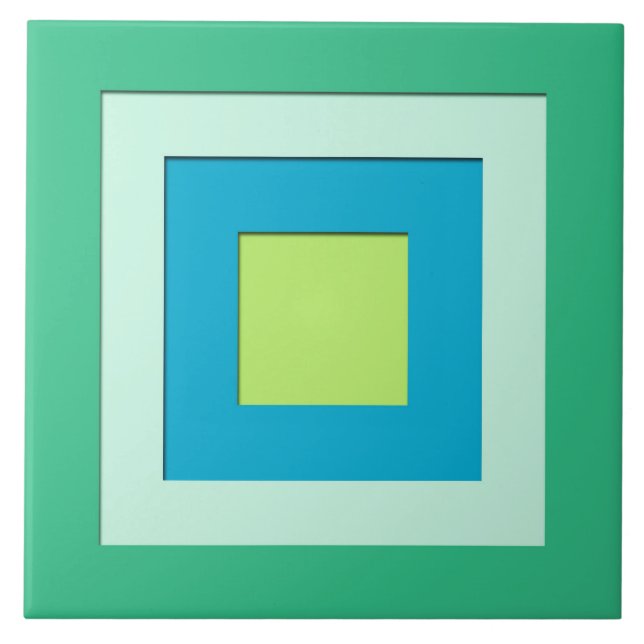 Mid-Century layered squares - jade green Tile (Front)