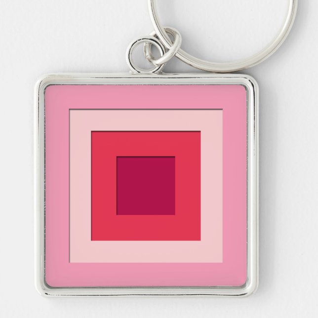 Mid-Century layered squares - pink and wine Keychain (Front)
