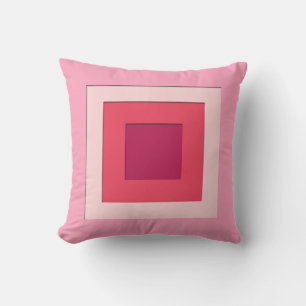 Mid-Century layered squares - pink and wine Throw Pillow