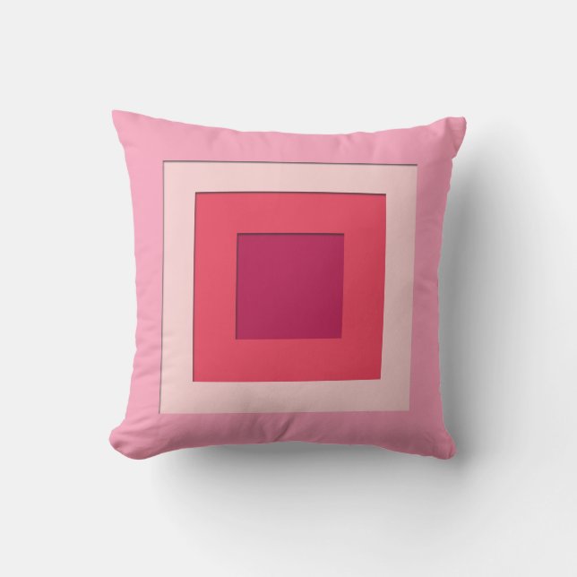 Mid-Century layered squares - pink and wine Throw Pillow (Front)