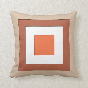 Mid-Century layered squares - taupe and coral Throw Pillow