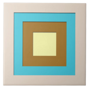 Mid-Century layered squares - taupe & turquoise Tile