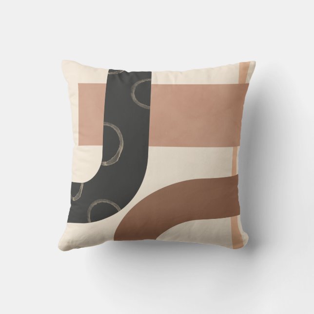 Mid Century Lines, Geometric Lines Throw Pillow (Back)