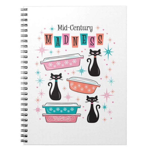 Mid-Century Madness Pyrex Cats Atomic Notebook (Front)