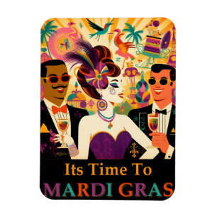 Mid Century Mardi Gras Cocktail Party Magnet