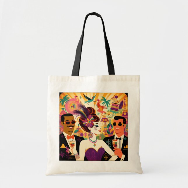 Mid Century Mardi Gras Cocktail Party Tote Bag (Front)