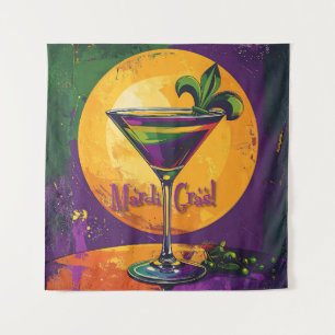 Mid Century Mardi Gras Sunset Fleur De Lis Martini Tapestry