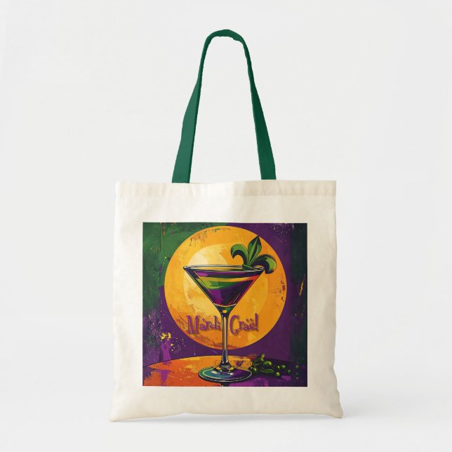 Mid Century Mardi Gras Sunset Fleur De Lis Martini Tote Bag (Front)