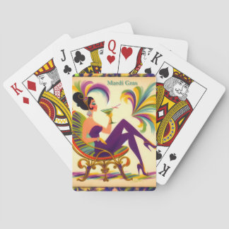 Mid Century Mardi Gras Woman With A Martini Playing Cards