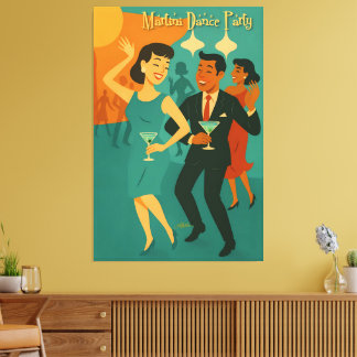 Mid Century Martini Dance Party Canvas Print