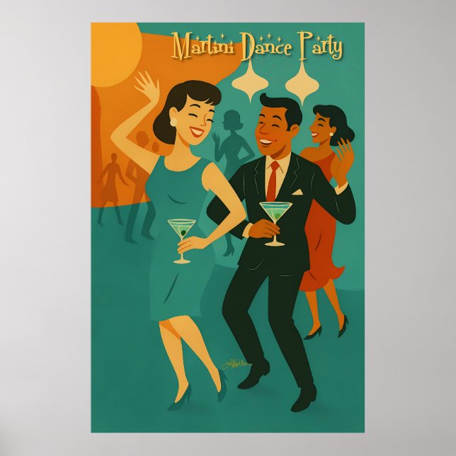 Mid Century Martini Dance Party Poster (Front)