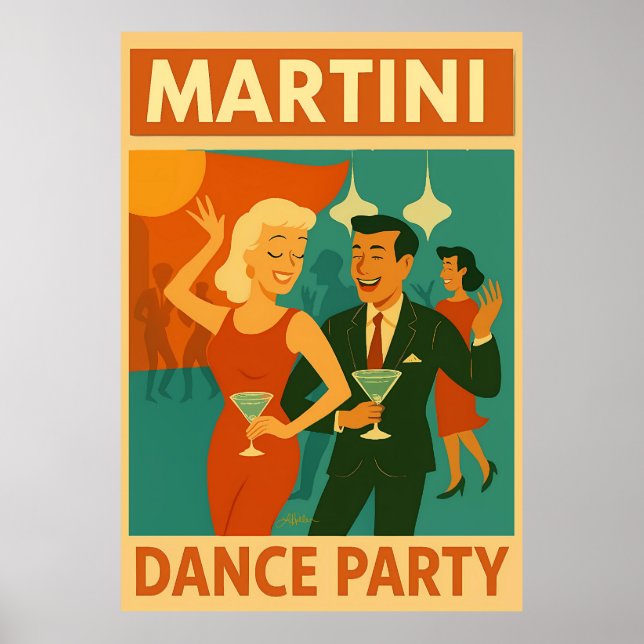 Mid Century Martini Dance Party Poster (Front)