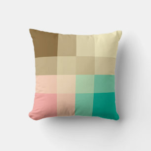 Mid-Century mega plaid - brown & peach Throw Pillow