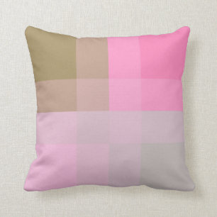 Mid-Century mega plaid - grey / grey & pink Throw Pillow